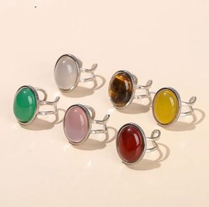 13x18mm natuurlijke Steen Rode Agaat Ovale Vorm Rvs Open Ring Vrouwen Vintage Grote Cabochon Verstelbare healing Ringen