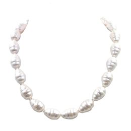 13x18 mm olivaire blanc de la mer du sud des perles de perle nœud gp fermoir joli collier de bijoux 18 "231222