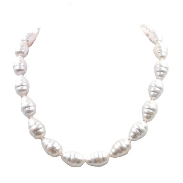 13x18 mm olivaire blanc de la mer du sud des perles de perle nœud gp fermoir joli collier de bijoux 18 