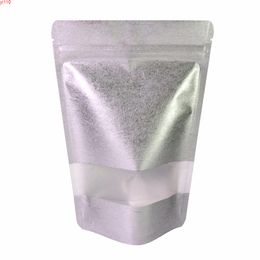 13x20cm (5x7.75in) 100x Mat Clear Front Silver / Green / White / Black Rice Paper Stand-up Pouch Zip Lock Package Bags Tear Killchgoods