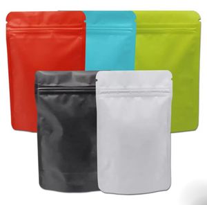 13x21cm 50 PCS Lot Multi Colors Zipper Pure Mylar Foly Stand Up Mat Packaging Bag Pure Aluminium Foly Herbruikbare voedselopslagpakket Zakken