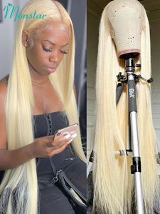 13x4 13x6 360 613 Honingblonde Kleur Lace Front Menselijk Haar Pruiken voor Vrouwen Transparante Braziliaanse rechte Frontale 240229