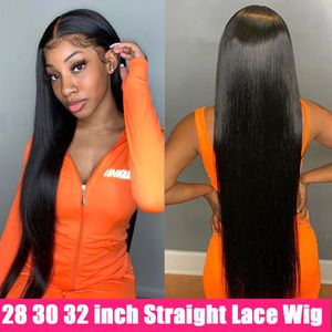 13x4 13x6 Transparante frontale vooraf geplukte 4x4 Sluiting Wig Braziliaanse rechte kant voorkant Haarpruiken van de voorkant 231024