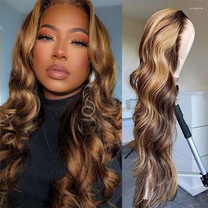 13x4 Blonde Hoogtepunt Frontale Pruiken Ombre Honing 4/27 Gekleurde Lace Front Lijmloze Braziliaanse Menselijk Haar Pre Geplukt