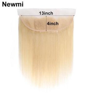 13x4 Blonde Human Hair Lace Frontal Ferme MI Pré-cueillet transparent transparent Hirline 4x4 613 240419