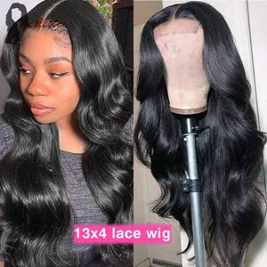 13x4 body Wave kant voor vrouwelijk haar pruik 4x4 gesloten kant voorpruik pre schuur 20-38 inch originele Indiase haar kant pruik 230125