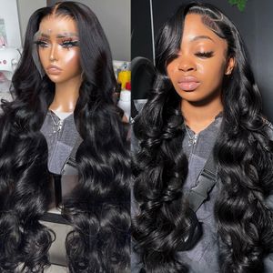 Perruque Lace Frontal Wig Body Wave brésilienne naturelle, cheveux humains, 13x4, 13x6 Hd, 30 40 pouces, transparente, sans colle, pre-plucked