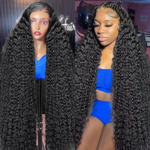 13x4 Curly Hust Hair Lace Wig Wigsynthetic Wigs Transparent Remy Brazilian 42 40 pouces de profondeur Vague profonde 13x6 HD Lace Front Human Hair Wigs 250%