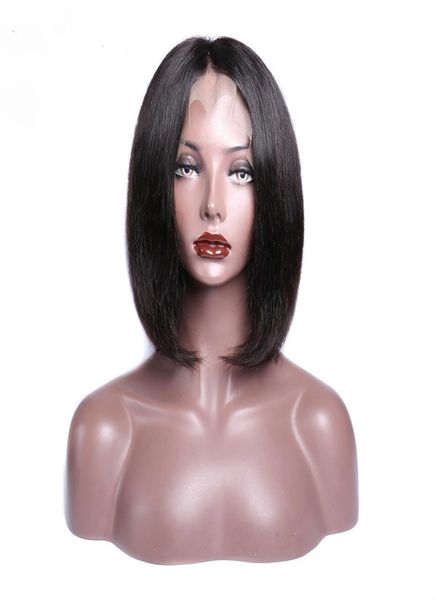 13x4 Wig Wig Wig Indian Droite en dentelle courte à cheveux humains avant perruques pour les femmes noires Pré-cueilleuses avec des cheveux bébé remy hai9264620