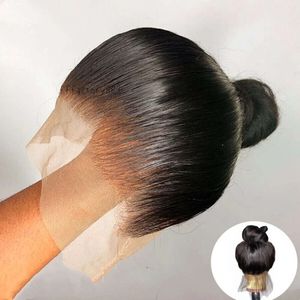13x4 Human Hair Glueless Peruaanse rechte voorpruiken voor vrouwen zwart/rood/grijs/paars transparen kant frontale pruik vooraf geplukt