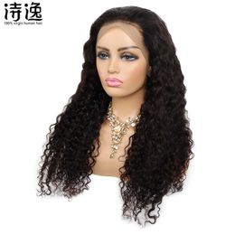 13x4 Human Hair Wig met kleine krullende kant van de voorkant Hoofdband Jerry Curly Lace Frontol Pruik 230323