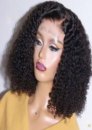 13x4 Kinky Curly Bob Wig Lace voor front menselijk haarpruiken voor zwarte vrouwen 150 Remy Braziliaans haar voorgeplukt babyhaar5516854