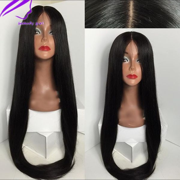 13x4 Cordón delantero Simulación delantera Pelucas para el cabello humano Brasileño Pelucas de pelo sintético recto 360 Peluca frontal de encaje Preparada con cabello bebé