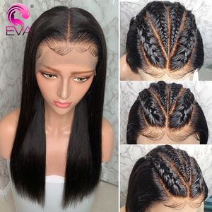 Pelucas sintéticas frontales de encaje 13x4 para mujeres, línea de cabello prearrancada, peluca Frontal de encaje recto brasileño con cabello de bebé
