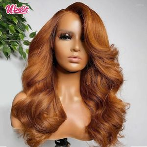 Peluca con malla frontal 13x4 Caramelo Marrón Brasileño Virgen Cuerpo Onda Destacar Jengibre Transparente Sin cola Pelucas de cabello humano sueltas