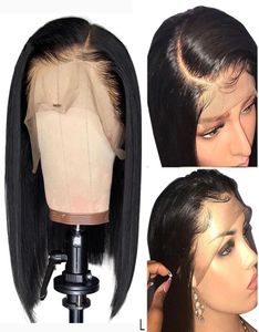 Peluca delantera de encaje 13x4 Remy recta Bob Wig Real Human Hair Toppers for Black Women My First Wig Frontal Ponytail 1504881146