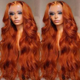 13x4 Orange gingembre perruque de cheveux humains vague de corps 13x6 Hd dentelle frontale pour les femmes 4x4 5x5 fermeture perruques brésiliennes en vente 240130
