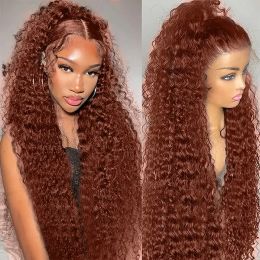 13x4 Peruaans haar Reddisha Bruin Deep Curly Simulation Human Hair Wig 360 Deep Wave Frontale pruik 13x4 Full HD Lace voorpruiken voor vrouwen