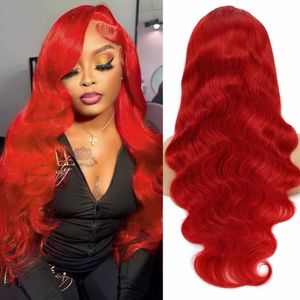 Pelucas delanteras de encaje rojo 13x4, cabello humano de 180% de densidad, pelucas de color rojo ondulado, cabello humano HD transparente, pelucas delanteras de encaje, cabello humano