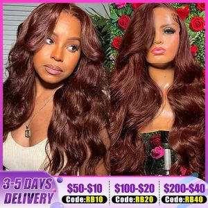 13x4 Brown Brown Body Wave Lace Front Human Hair Wigs Perruques frontales en dentelle HD Colorèmes de couleur 13x6 HD pour femmes noires