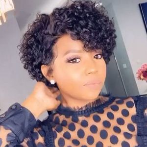 13x4x1 Kant Front Pixie Cut Pruiken Braziliaanse Water Wave Menselijk Haar voor Black Women Short Curly Bob Pre ​​pluked