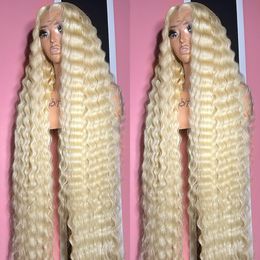 13x6 613 Honey Blonde Eau bouclée HD transparent transparent 220% densité dentelle perruque frontale Brésilien Remy Color 13x4 Loose Deep Wave Front Human Hair Wig
