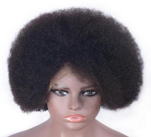 13x6 Afro Kinky Krullend Menselijk Haar Pruiken Braziliaanse Remy Haarkant Pre Geplukt Met Baby Hair15458809125591