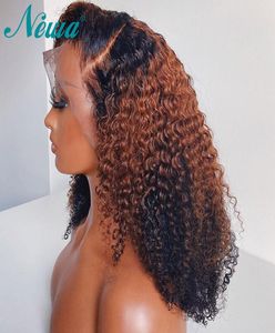 13x6 Curly Lace Front Human Hair Wigs Pré-cueillette de perruques avant en dentelle ombre courte Bob Brésilien Remy Lace Frontal Wig6840772
