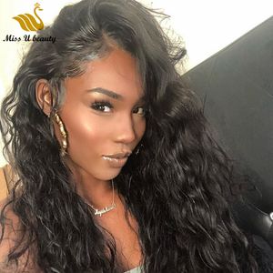 13x6 diepe deel front lace pruik natuurlijke golf golvend humanhair lacewig pre-plucked haarlijn Braziliaanse maagd haar