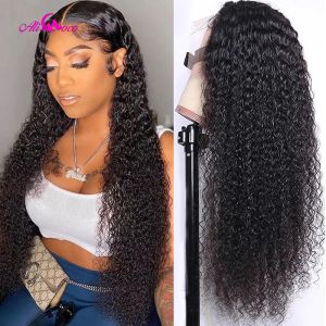 13x6 HD Lace Frontal Curly Wig Transparent 200 densité Curl Lace Front Human Hair Perras pour femmes 4x4 Culry Lace Fermeure Wig