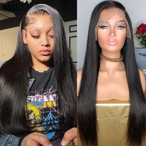 13x6 Hd Lace Frontal Wig Human Hair Straight Glueless Full Lace Wigs Pre Geplukt Transparante pruik