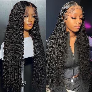 13x6 HD en dentelle Frontal Wigs Wig Wig Wig Curlylesslesless 220% densité Full Lace Front Human Hair Wigs for Black Women Wave Deep Frontal Wig