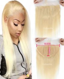 13x6 Tranparent HD Lace Frontal 613 Blonde Brésilien Straite Human Fermeure Pré-cueilled avec des cheveux bébé1593631