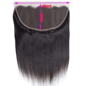 13x6 Transparent HD dentelle frontale brésilienne droite cheveux humains fermeture noire naturelle pré plumée avec des cheveux de bébé