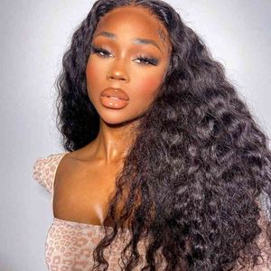 13x6x2 Water Wave Lace Front Wig Cheveux humains 30 pouces Transparent Glueless s 220608