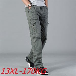13xl 170 kg Zomer mannen Ladingbroek Pocket Zipper Out Deur Big Size broek mannelijk Simple Army Green Pants rechte broek 48 220509