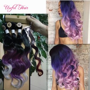 14 16 18 inch + 1 = 4 bundels met sluiting naaien in het haar Weave Ombre ColorMarley Body Wave Haar Weeft Machine Dubbele inslag Weeft Sluiting Werksen