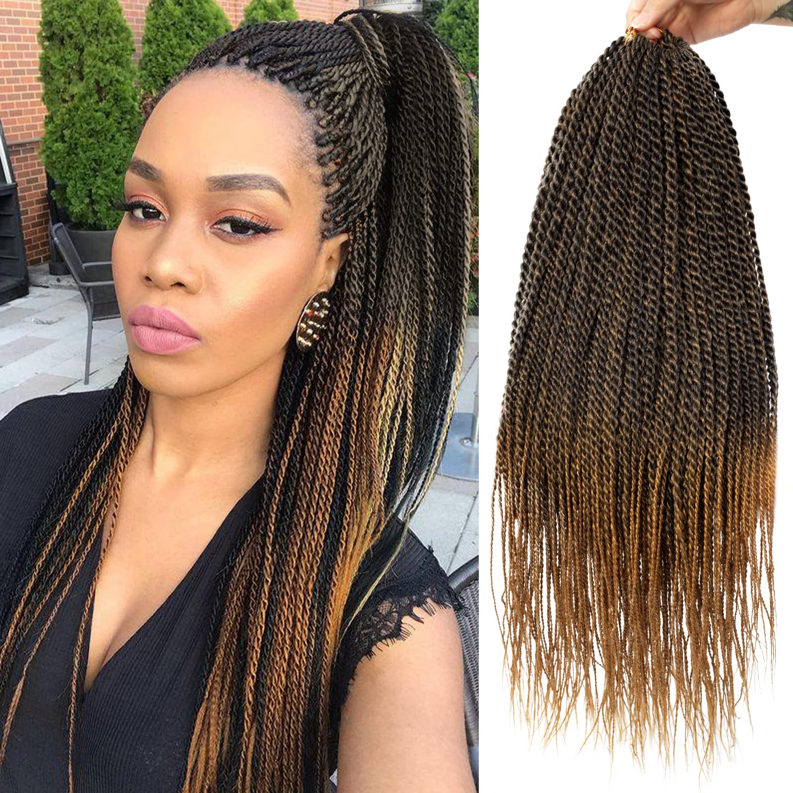 14 18 22 pulgadas Senegalese Twist Hair Crochet Trenzas 30 Stands Extensiones de cabello trenzado sintético para mujeres negras