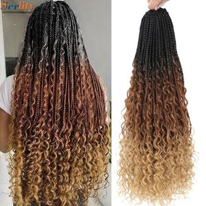 14 18 24 pouces boho bohème goddess extension gingel box tresses crochet ombre tresse de cheveux pour femmes 240506