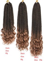 14 18 24 pouces Crochet Hair Boîte tresses Ends bouclés ombre poils synthétiques pour tresse 22 mèches Traidage Extensions de cheveux2558787