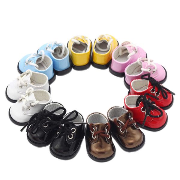Ropa de muñeca de moda de 14-18 pulgadas, Mini zapatos de PU de 5,5*2,8 cm, accesorios de ropa para niña americana hechos a mano DIY, Juguetes