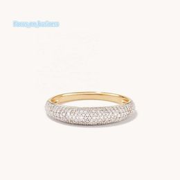 14/18K Gold plaqué Vermeil 925 Sterling Silver Pave Diamond CZ Moisanite Engagement Mariage de mariage Dome Banque de bijoux pour les femmes