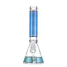 Bong de vidrio con vaso de precipitados azul claro de 14,3 pulgadas: Cool Horizon, percolador de vástago inferior difuso, junta hembra de 14 mm