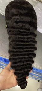 14-32 inch 4c Deep Wave Lace frontale pruik echt menselijk haarpruik