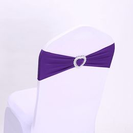 14 * 35 cm style coeur d'amour Spandex Lycra chaise couvre bandes de ceinture chaises de fête décoration hôtel mariage anniversaire chaise ceintures 18 couleurs