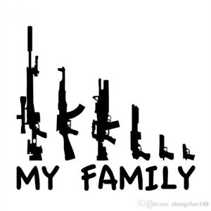 14 5 13 3cm mijn familie cartoon pistool vinyl cr sticker zwart zilver CA-0040181s