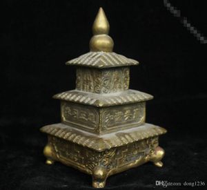 14.5 China Pure Bronze Handgemaakte Wenchang Boeddha Toren Standbeeld