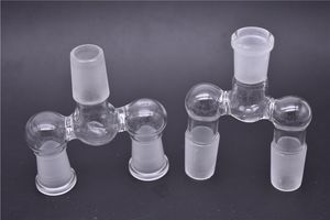 14.5mm 18.8mm adaptateur en verre double bol adaptateur deux taille verre Splitter adaptateur givré pour les options pour les accessoires de tuyaux d'eau en verre bong