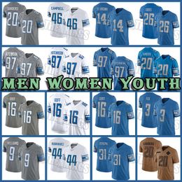 14 Amon-Ra St. Brown Jared Goff Maillot de football Jahmyr Gibbs Detroits Jameson Williams Malcolm Rodriguez Liones Penei Sewell Kerby Joseph Jack Campbell Barry Sanders