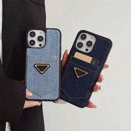 14 Apple Cowboy Mobile Designer Telefoon Case Gepersonaliseerde denimkaart Pocket 12 13Promax All Inclusive Women Callphone Protective Cover